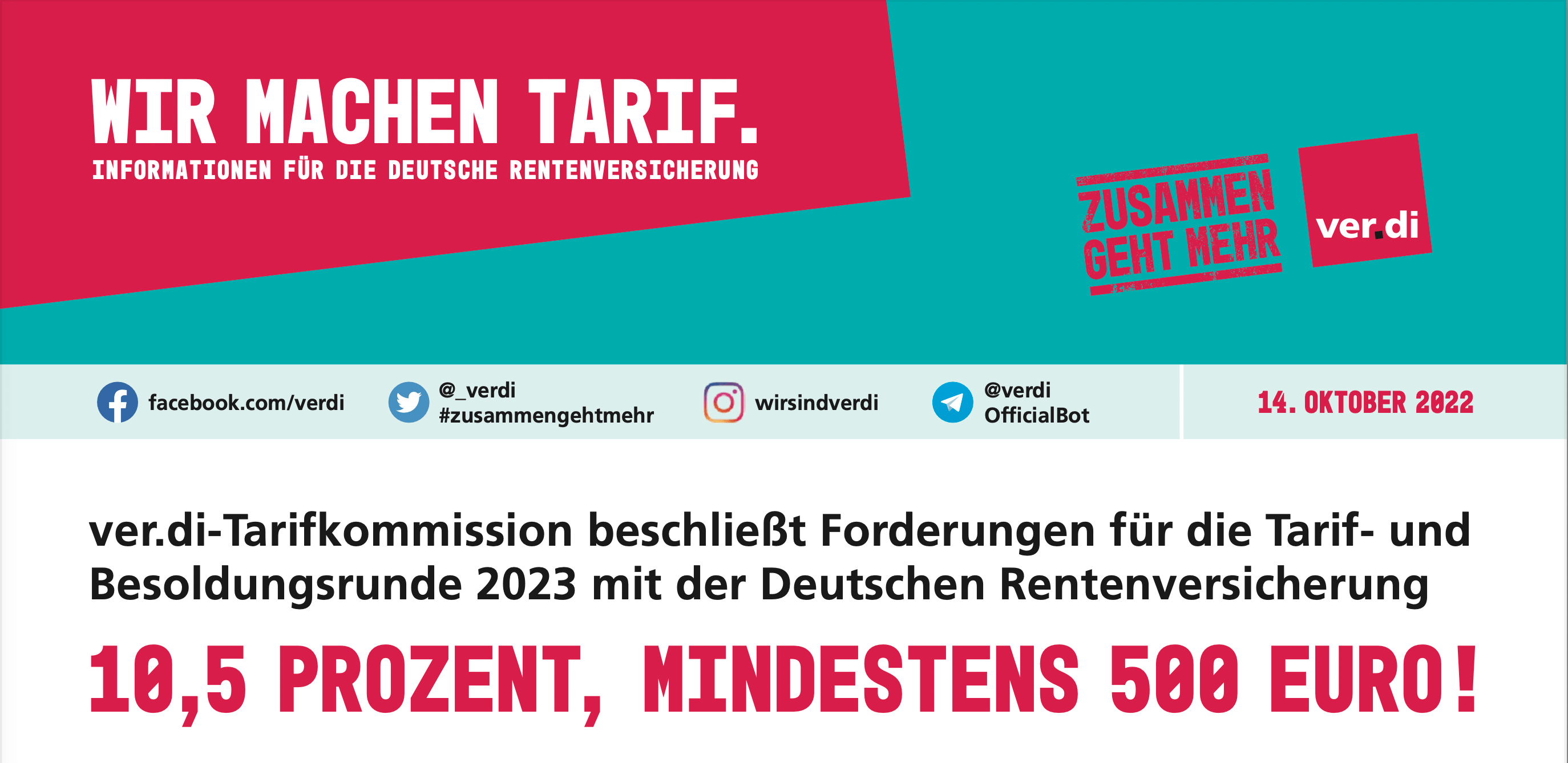 ver.di-Tarifkommission beschließt Forderungen für die Tarif- und Besoldungsrunde 2023 mit der Deutschen Rentenversicherung (14.10.2022)