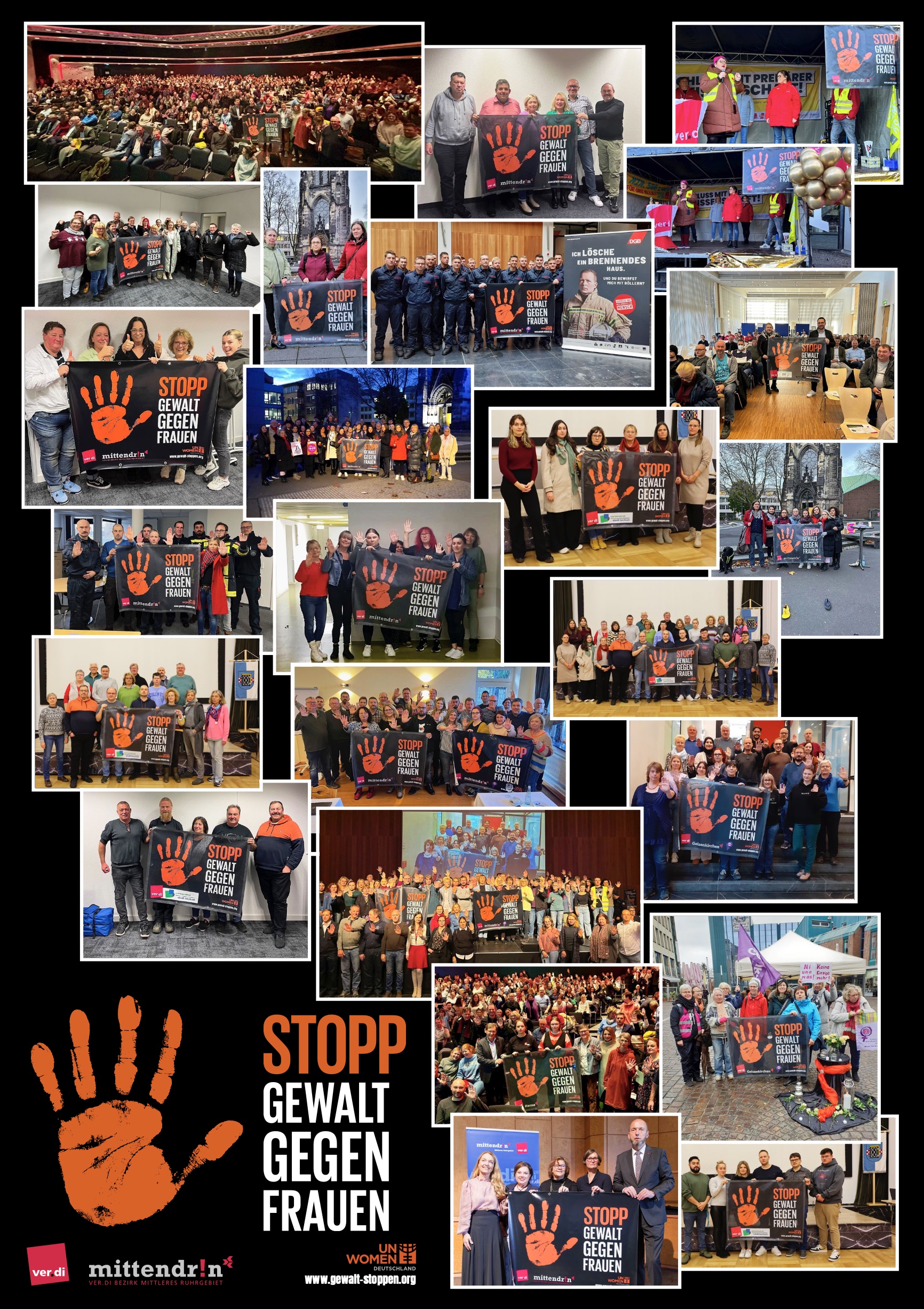 Collage: STOPP Gewalt gegen Frauen (verdi Mittleres Ruhrgebiet)