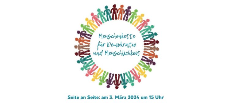 Menschenkette für Demokratie und Menschlichkeit – zwischen den Rathäusern in Bochum und Herne am 03.03.2024